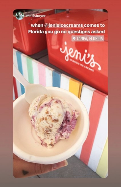 Jeni's Ice Cream Instagram story.