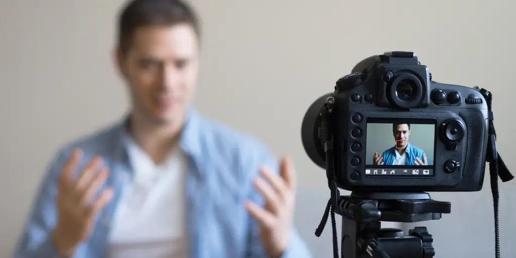 Man making new content so he can share videos on social media.