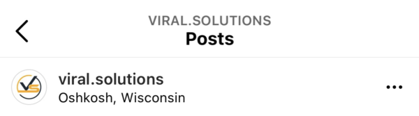 Screenshot of Viral Solutions tagging their location on posts.