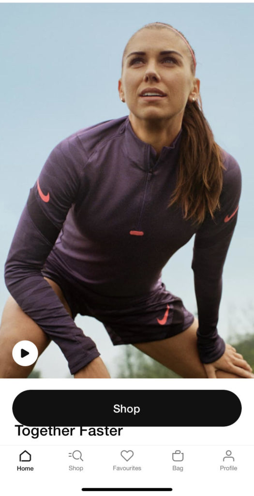 Pro soccer player Alex Morgan wears Nike gear in a video of her training on the Nike App.
